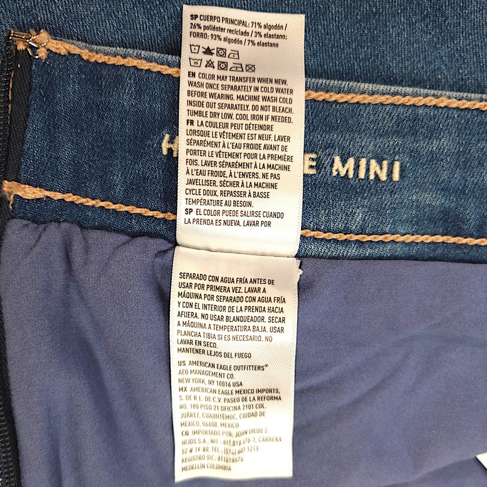 American Eagle High Rise Mini Skort Next Level Stretch Denim Blue Wash‎ Size 4 - Picture 8 of 10